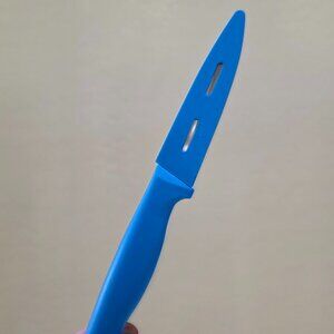 Tupperware Chef Series Paring Knife & Sheath 3 1/2" Aqua Turquoise Blue New